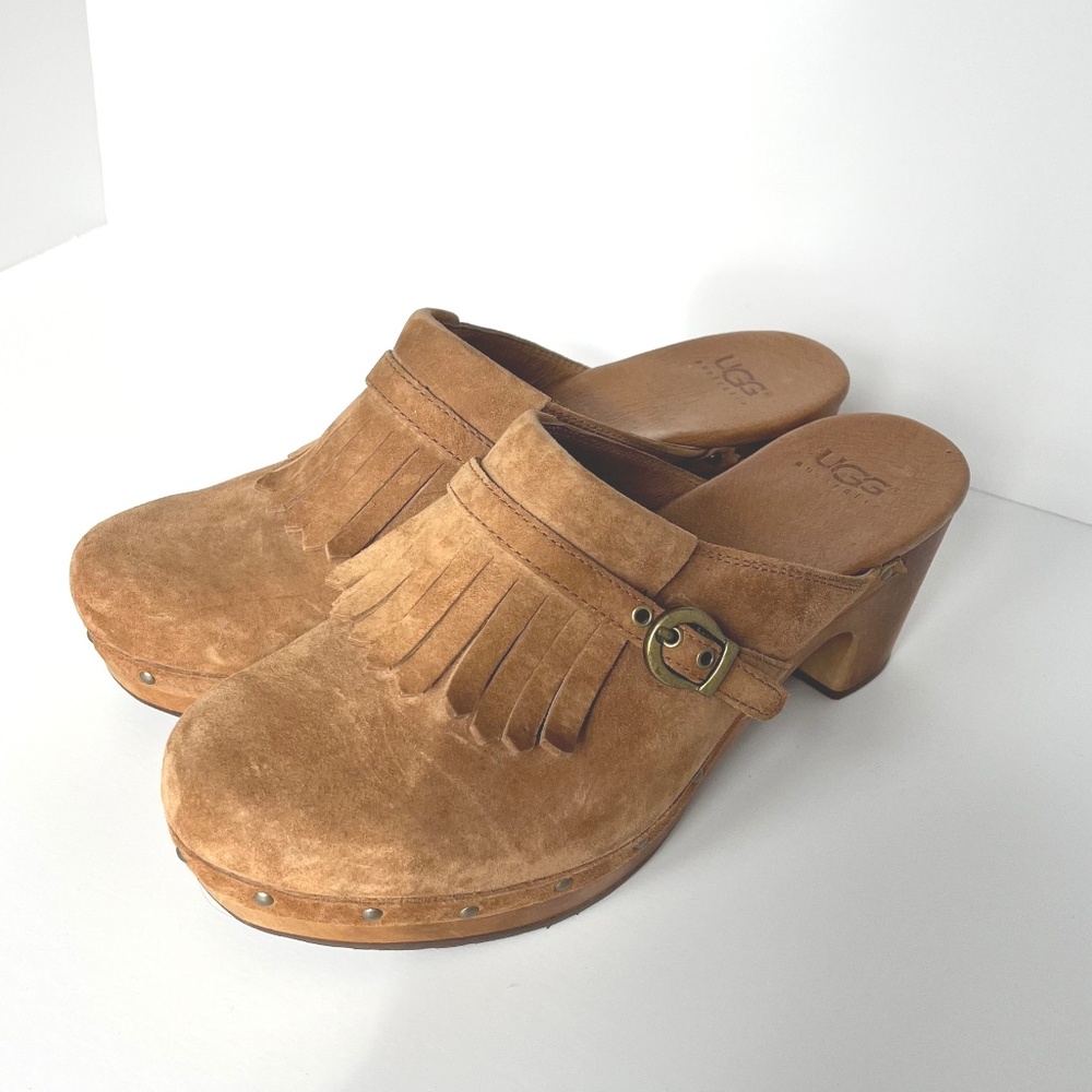 Ugg Gweneth Suede Fringe Clogs - Size 9